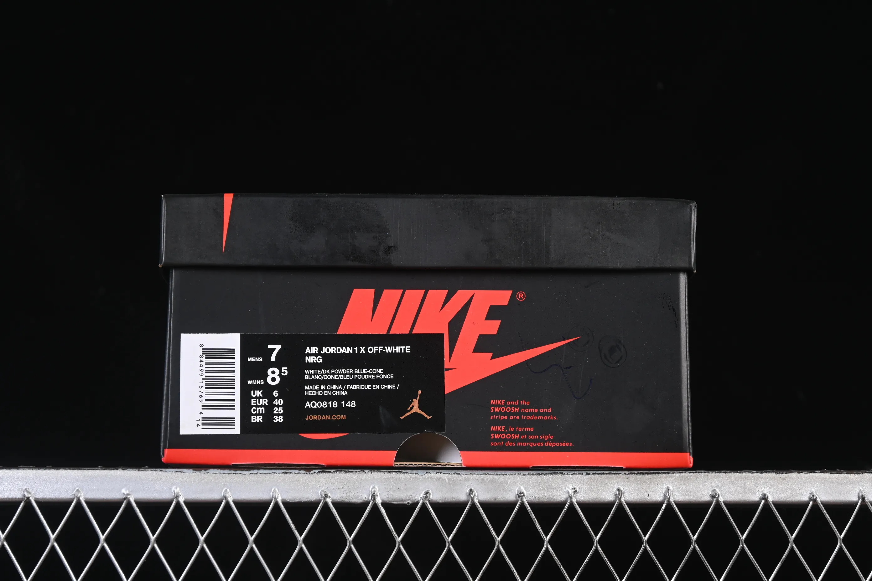 All categories Air Jordan Jordan series basketball shoes Air Jordan 1 High pure original special price Off White x Air Jordan OW AJ1 Joe 1 joint North Carolina blue high-top basketball shoes AQ0818-148